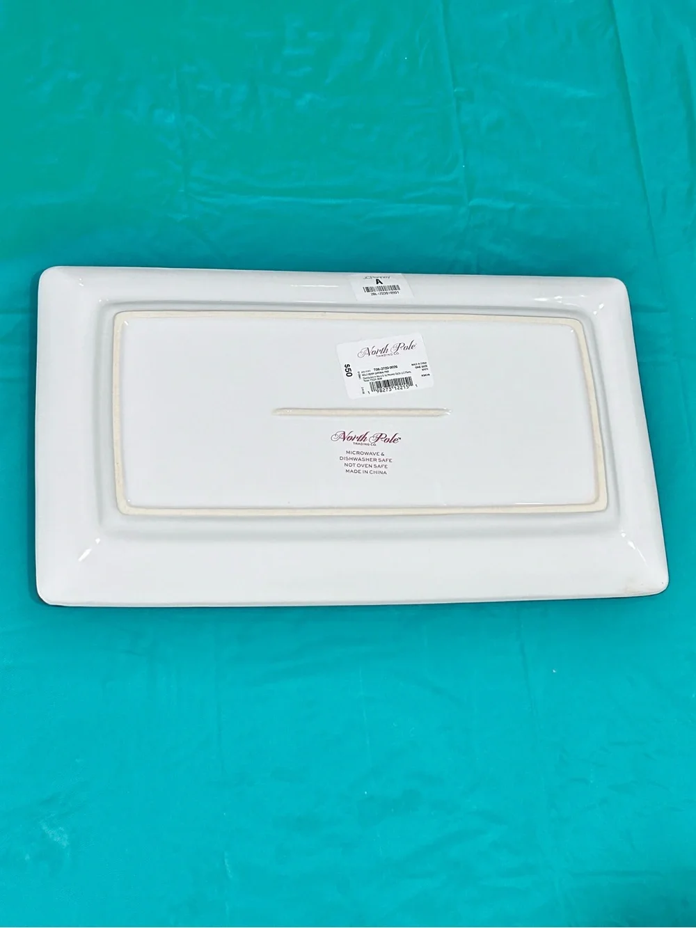 North Pole Trading Co Holly Berry Cardinal Ceramic Serving Platter Tray 14x8 NEW